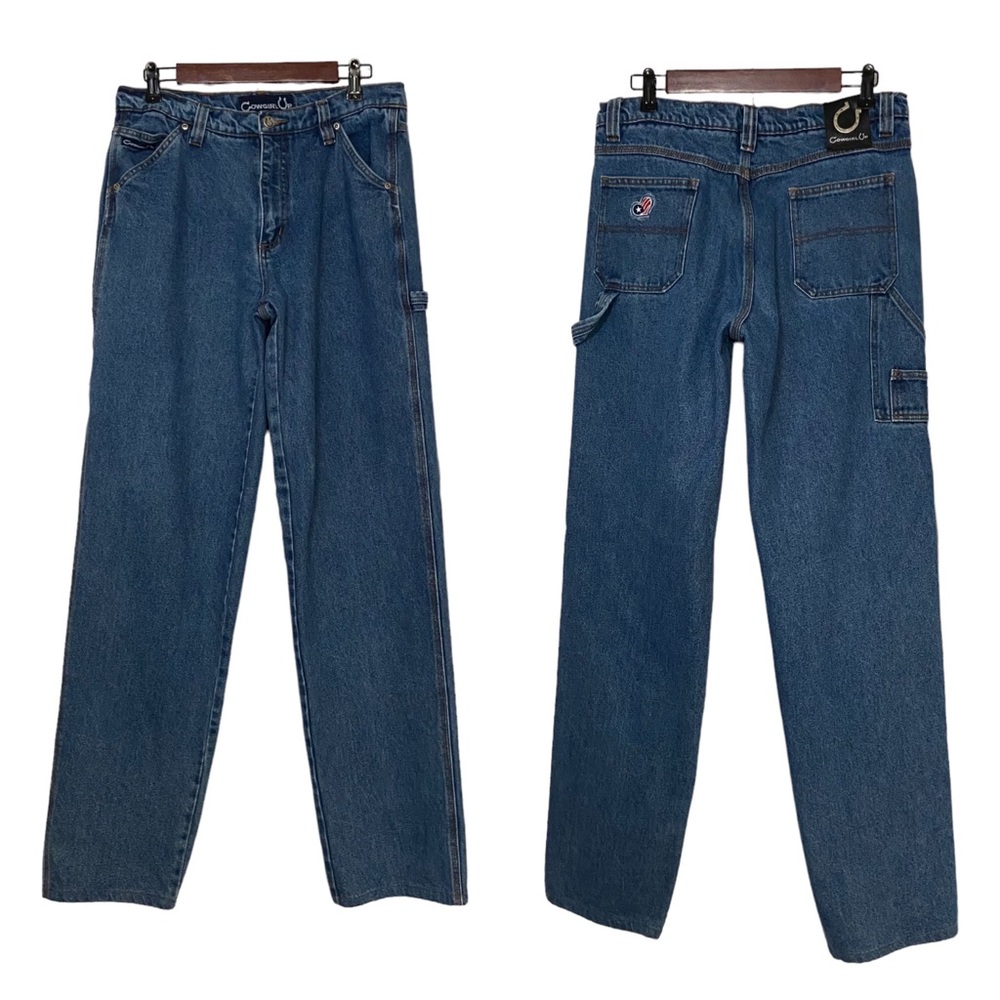 Vintage Cowgirl Up Jeans Carpenter High Rise Denim Jeans Blue